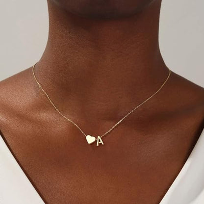 Turandoss Heart Initial Necklace for Women Teen Girls - 18K Gold Plated Letter A-Z Pendant Necklace Dainty Heart Necklaces Tiny Initial Necklaces Birthday Gifts for Women Jewelry - color: Gold, style: Q