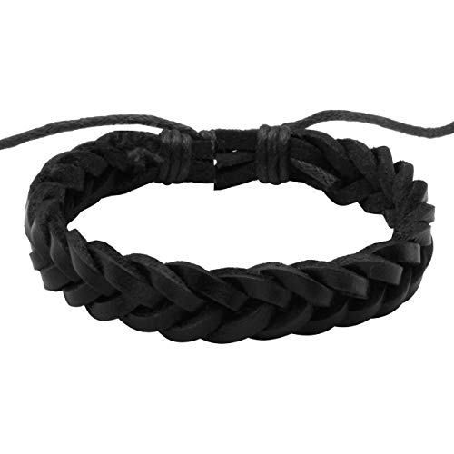 Leather Braided Bracelet Cuff Wrap Wristband for Men Women Adjustable - color: D:6pcs
