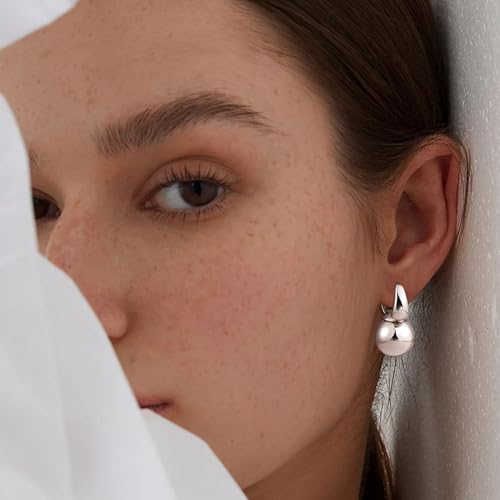 14k Gold Plated Ball Dangle Earrings for Women Sterling Silver Ball Drop Earrings Hypoallergenic Round Balls Hoop Earring Leverback Lightweight Earrings Fashion Jewelry - color: 04-silver