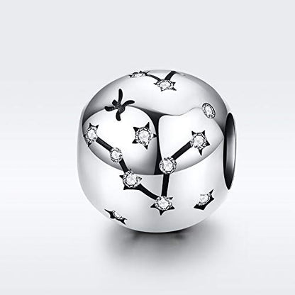 Constellation Charm 925 Sterling Silver Birthstone Bead for Pandora Charms Bracelet-Gift for Anniversary Birthday Christmas Day - color: Pisces (2.19-3.20)