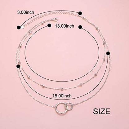 Ladytree S925 Sterling Silver Dainty Simple Choker Necklace,Rolo Chain,Adjustable 13 inches to 16 inches - style: 08_Layer Infinity Choker