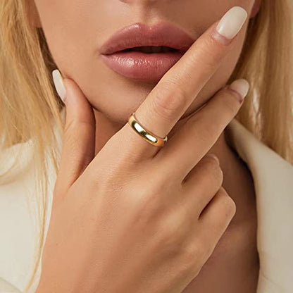 LOYALLOOK 8Pcs Gold Rings Stainless Steel Stacking Rings for Women Statement Bands Plain Finger Ring Thumb Pointer Ring Stackable Thin Gold Ring Set Comfort Fit Size 5 to 10 - style: Style B