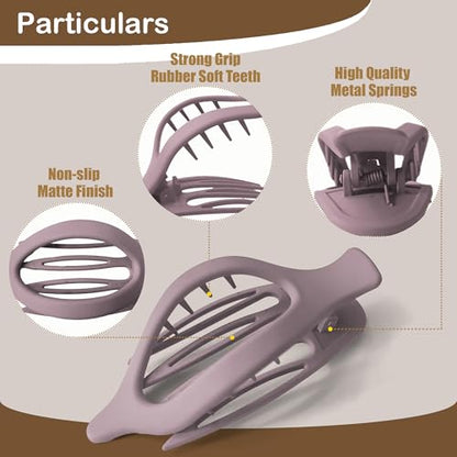 Extra Large Hair Claw Clips for Thick Hair, Big Non-Slip Claw Clips for Women, 6 Pack 4.7" Jelly & Matte Hair Clips for Long Hair (Duckbill-B 6pcs 4.7") - color: Duckbill-B 6pcs 4.7"