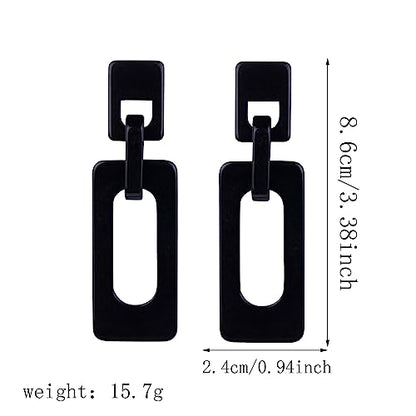 Boho Lightweight Retro Simple Acrylic Splicing Rectangle Earrings for Women Creative Exaggerated Statement Dangle Drop Earrings Jewelry - color: Black Acrylic Rectangle Earrings
