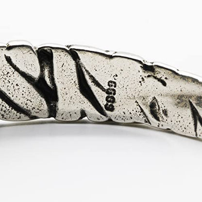 Innocence S925 Silver-Plated Antique Wide Feather Cuff Bracelet For Men Women Adjustable Retro Twisted Feathers Bracelets Gift Jewelry - color: Wide Braid