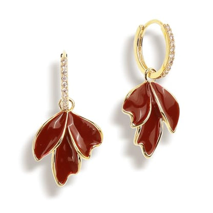 Jean Beau Drop Hoop Earrings for Women, Fasion Jewelry Gift - color: Red