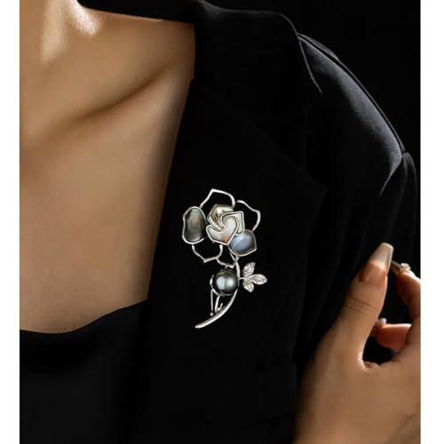 SYWDUDUCLT Fashion Elegant Brooches for Women Brooch, Suitable For Party And Daily Wear On Many Occasions - style: Rose-Grey