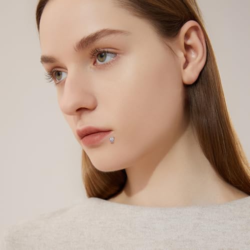 18G Little Devil Heart Lip Ring Stainless Steel Cubic Zirconia Labret Jewelry for Monroe Medusa Tragus Nose Conch Helix Hypoallergenic Cartilage Earring Stud Bar Body Jewelry for Women - color: Blue