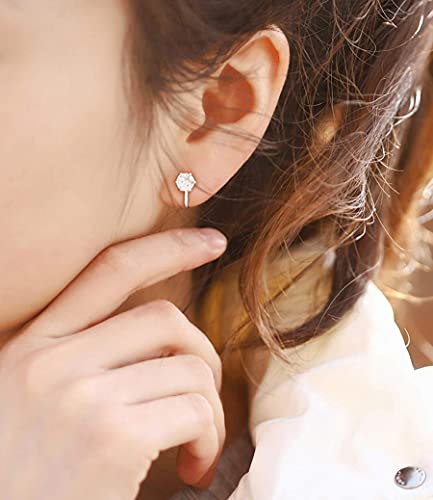 Clip on Earrings Women, 14K Gold Hoop Clip-On Earrings for Women, Hypoallergenic Non Pierced Croissant Earrings - color: White Gold