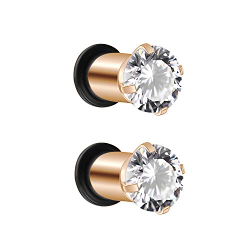 2/4/6/8 Gauge Earrrings Plugs Tunnels Gauges for Ears - color: rosegold4mm