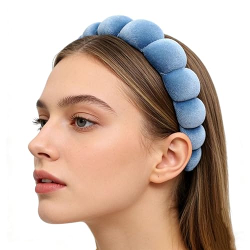 Headbands Women Hair Head Bands, Padded Fabric Hair Bands Wide Velvet Non Slip Headband Hair Accessories for Women Girls, Blue - color: Blue