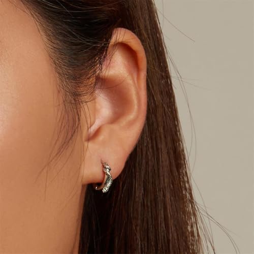 925 Sterling Silver Earrings Hypoallergenic Huggie Earring for Women - color: Silver Snake