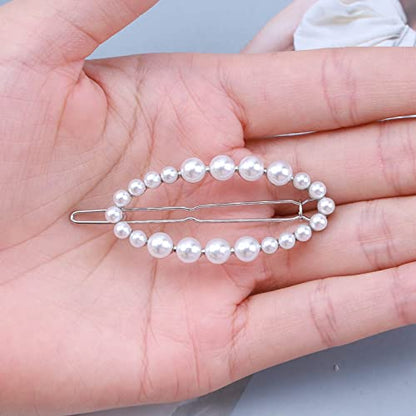 Andelaisi Hair Clip, Silver Circle Pearl Hairpin Clip, Vintage Hollow Circle Hair Barrette, Geometric Head Clip Accessories for Women and Girls