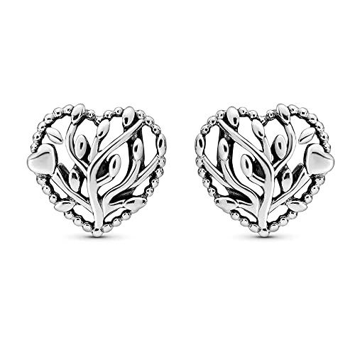 LeCalla 925 Sterling Silver Heart Stud Earrings Jewelry Lightweight Love Heart Shaped Earring for Women Valentines Day Gifts for Her - color: Tree Heart