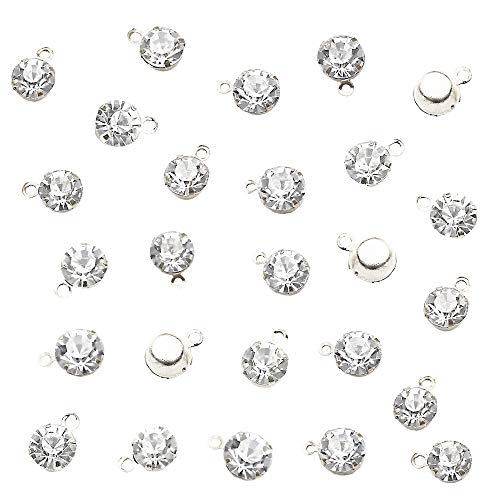 100 Pcs Rhinestone Charm Pendants Birthstone Crystal Women Diamond Dangle Pendant for Earrings Necklace Anklet Bracelet Craftings Crafts DIY Jewelry Making Accessories 0.24" Bright Silver - color: Bright Silver Tone, size: 0.24 inches
