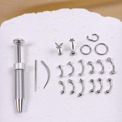 Eyebrow Rook Piercing Jewelry with Tools Barbell Eyebrow Rings | 16G Stainless Surgical Steel Rook Earrings Vertical Labret Lip Surface Tragus Frog Eyes Piercing Jewelry - style: 20B