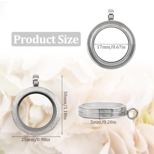 WANDIC Photo Charms, Set of 4 Matte Stainless Steel Round Memory Locket Pendant Bridal Wedding Bouquet Charms for Photo or Wedding, 25mm - color: 4pcs-silver Matte