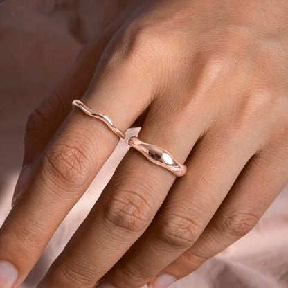 Gold Rings for Women Men Non Tarnish, Waterproof Chunky 14K Gold Plated Dainty Stackable Rings Trendy Statement Pinky Thumb Rings Engagement Eternity Wedding Band Ring Stacking Gold Jewelry Size 3 4 5 6 7 8 9 10 11 - color: Rose Gold, size: 10.5