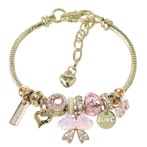 DS Charm Bracelets for teen girls exquisite cute cartoon friendship bracelet Gold Stainless Steel Bangle birthday Gift box Adjustable little girls kids jewelry holiday gifts - style: GOLD-5