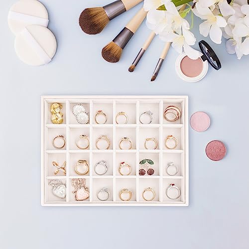 Leather Jewelry Organizer Trays Storage Drawer Display Case (Pearl2) | Velvet Liner Stackable for Necklace,Rings and earring - color: Pearl2