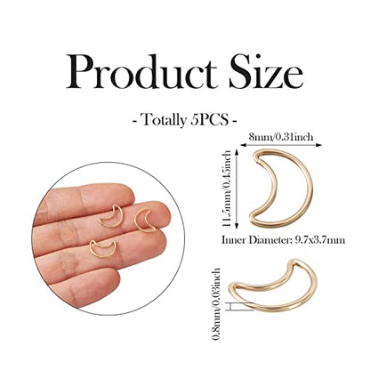 Elecrelive 5pcs Moon Connector Charms 14K Gold Filled Linking Rings Crescent Moon Open Bezel Blank Pendants for Permanent Jewelry DIY Bracelet Necklace Earring Making - color: Golden-Moon