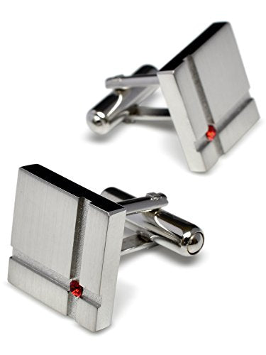[TAVARAT] Cufflinks for Men Black Silver Red Blue Crystal glass Tps-040 - style: silver red