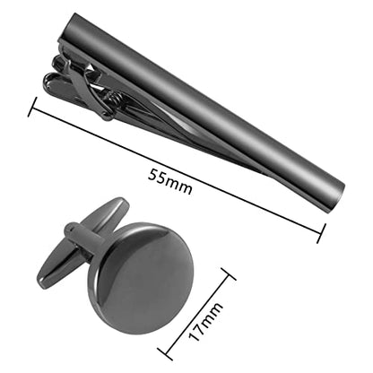 GWD Cufflinks and Tie Clip Set Personalized Cuff Links Business Wedding - style: Black