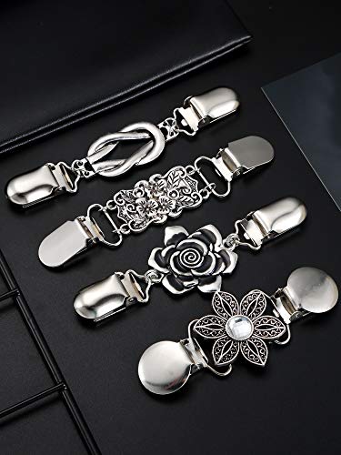 Jetec 4 Pieces Vintage Sweater Shawl Clips Retro Cardigan Collar Dress Shirt Brooch Clips for Women Wearing, 4 Styles - style: Adorable Style