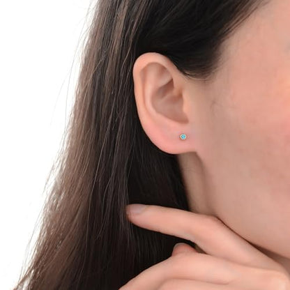 12 Pairs Surgical Stainless Steel Cubic Zirconia Birthstone Stud Earrings Heart Star Round Multicolors Stud Earrings Set for Women - style: Gold round 3mm