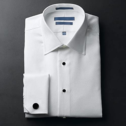 wynameleri Mens Cufflinks and Studs Set Blanks Round 4 Colors Shirt Tuxedo Buttons Packed in Cufflink Box for Business Wedding Jewelry - color: Silver Black