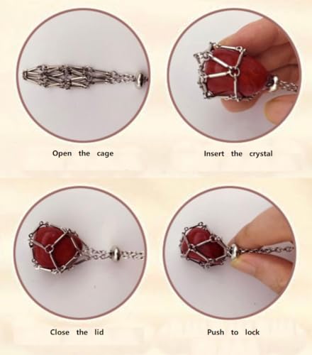 7 Chakra Crystal Cage Necklace, Interchangeable Healing Pendant