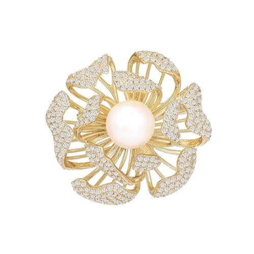 Brooches and Pins for Women Elegant Flower Pearl Brooches Costume Broches Jewelry Lady Christmas Pin for Women - style: Lotus