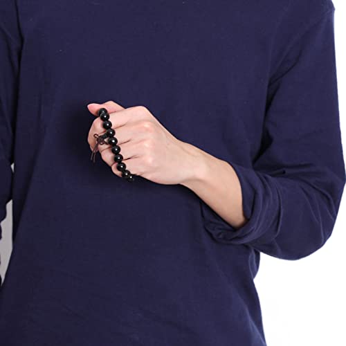 Eigso 6-8mm Wood Beads Bracelet Prayer Beads for Meditation Buddha Tibetan Bracelet for Men and Women - color: B3:10MM Ebony