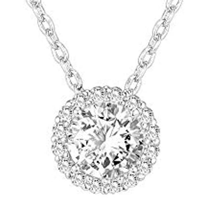 PAVOI 14K Gold Plated Post Faux Diamond Round Solitaire Pendant Halo Necklace | Gold Necklace for Women | Slider Adjustable - style: Circle
