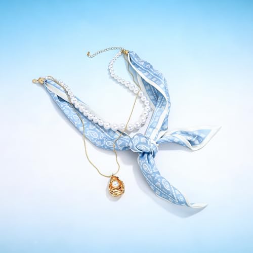 Shell Necklaces for Women Trend Boho Scarf Necklaces Ocean Mermaid Conch Seashell Necklace Summer Gold Fish Necklace Fashion Beach Jewelry - color: Scarf pearl shell necklace