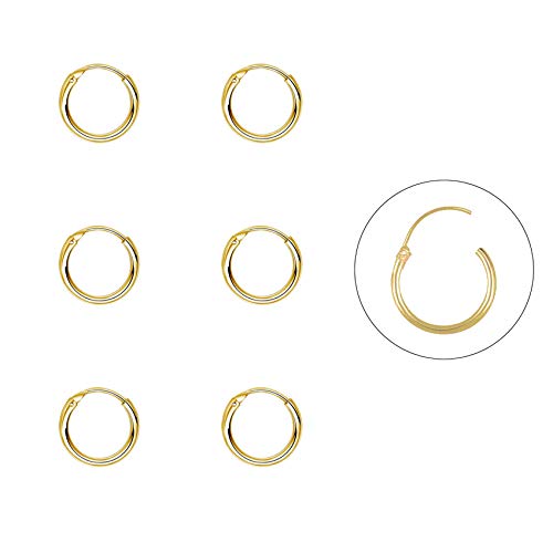 EPIRORA Silver Hoop Earrings- Cartilage Endless Small Hoop Earrings Set for Women Men, 3 Pairs of Hypoallergenic 925 Sterling Silver Tragus Earrings Nose Lip Rings - color: 3 Pairs(8mm*3)-Gold