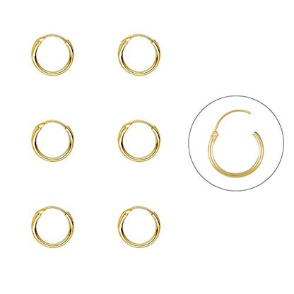 EPIRORA Silver Hoop Earrings- Cartilage Endless Small Hoop Earrings Set for Women Men, 3 Pairs of Hypoallergenic 925 Sterling Silver Tragus Earrings Nose Lip Rings - color: 3 Pairs(8mm*3)-Gold