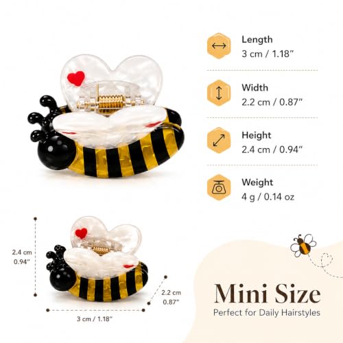 6PCS Mini Bee Hair Claw Clips, Bee Gifts for Women | Acetate Cute Bug Hair Claw Clip Accessories Fun Novelty Animal for Birthday Halloween Christmas Stuffers