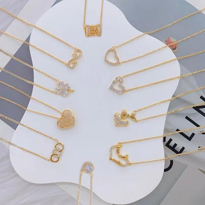 Gold Plated Pendant Necklaces for Women Cubic Zirconia Accent 18 Inch Adjustable Chain Hypoallergenic Gift for Wife Mom Birthday Valentines Day - style: Heart knot