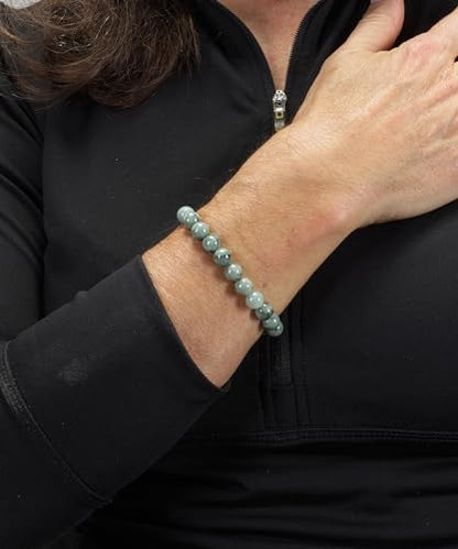 Cherry Tree Collection Tigers Eye Bracelets Plus Over 40 Other Stones – Gemstone Beads for Men & Women, Promotes Protection, Courage, Focus, Balance & Luck – Available in S, M, L with 8mm Round Beads - color: Burma Jade, size: Large