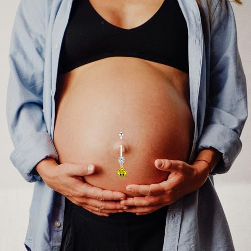 14G Flexible Clear Acrylic Pregnancy Belly Button Ring Flower,letter Dangle Pregnancy Maternity Belly Rings - color: pink