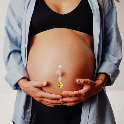 14G Flexible Clear Acrylic Pregnancy Belly Button Ring Flower,letter Dangle Pregnancy Maternity Belly Rings - color: white
