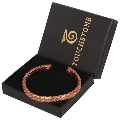 Touchstone Copper magnetic bracelet Tibetan style. Hand forged with solid and high gauge pure copper. Twisted rope look. - style: Braided 4