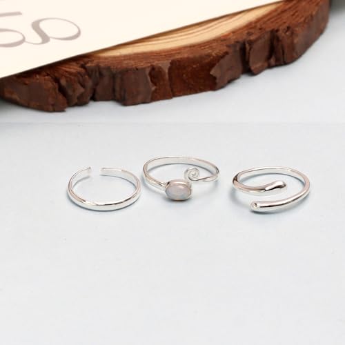 LeCalla 925 Sterling Silver Minimalist Toe Rings Set Simple Open Adjustable Toe-Rings for Women - color: 04. Trio (3 PCS)