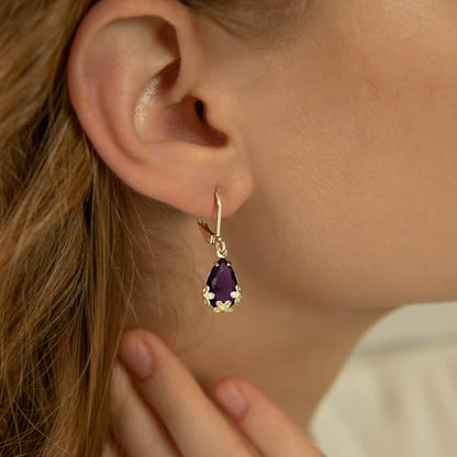 Dangle Earrings for Women Multicolor Crystal Drop Earrings Set Leverback Teardrop Earrings 925 Silver and 14K Gold Plated Hypoallergenic Fashion Cubic Zirconia Dangle Earrings Trendy Jewelry Gifts for Women - style: Teardrop Set-G 1