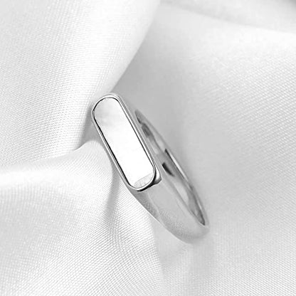 VQYSKO 14K Gold Plated Signet Ring | Statement Band Jewelry for Women - color: Silver + White
