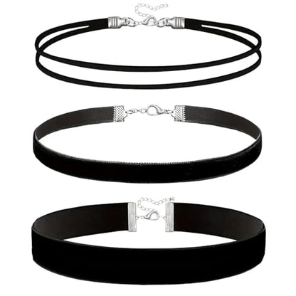 3pcs Black Choker Necklace for Women Black Velvet Choker Set Layered Classic Chokers for Women Adjustable Gothic Lace Collar Necklace for Party Cosplay Christmas Birthday Jewelry Gifts