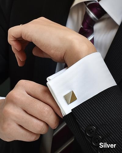 [TAVARAT] Cufflinks for Men cuff links mens Black Silver Light Gold Tps-166 - style: silver (Tps-056)