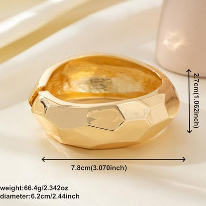 YMBYCM Gold Chunky Bangle Bracelets for Women | Trendy Wide Chunky Cuff Bracelets Wrap Bracelet Fashion Jewelry Accessories - color: Gold-2