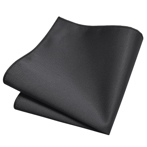 GUSLESON 3.15"（8cm） Solid Color Necktie and Pocket Square Cufflinks Sets For Men + Gift Box - color: Charcoal Grey
